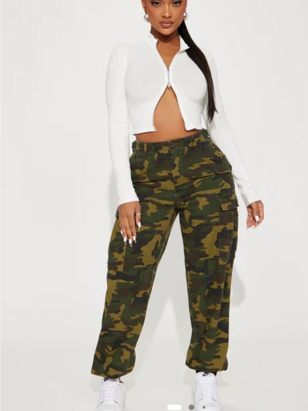 Fashion Nova Olive Green Camo Cargo Joggers
